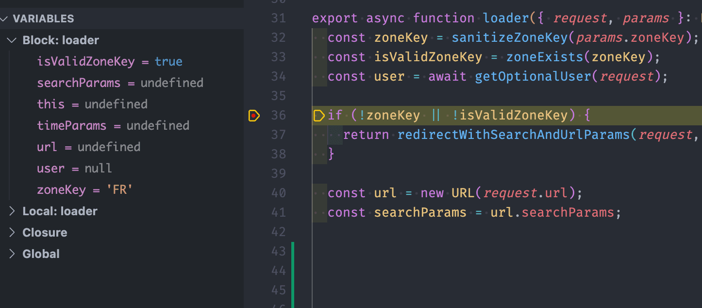 Example of server-side breakpoint